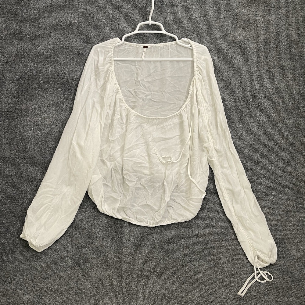 Free People Free-Est Bubbilicious Cropped Blouse Top Womens Sz S Ivory